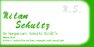 milan schultz business card